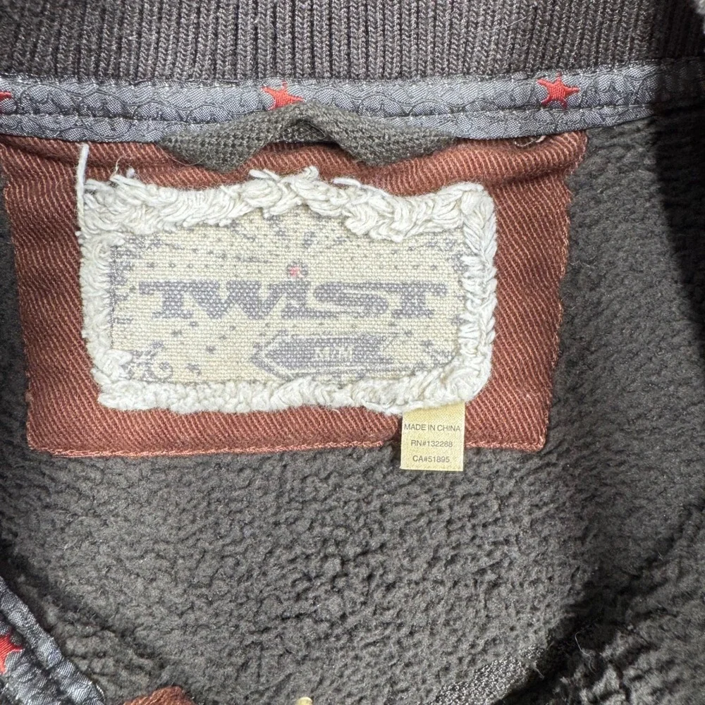 Twist Western Canvas Fleece Lined Vest Medium Brown Excellent Workwear (2168)